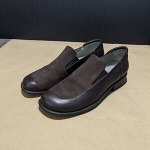 BeautiFeel Leather Slip On Loafers Shoes Brown Womens 7.5 Comfort Cushioned Flat